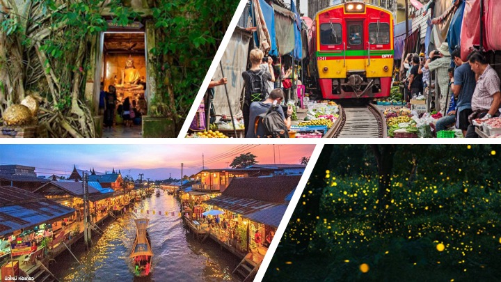 Maeklong Railway Market with Amphawa Floating Market and Fireflies Tour