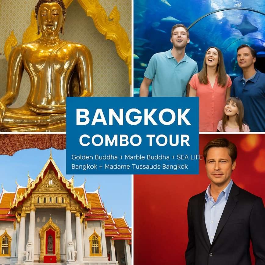 Full Day Golden Buddha Marble Buddha with Kings Power and Sea Life Bangkok Madame Tussauds Merlin Guided Tour